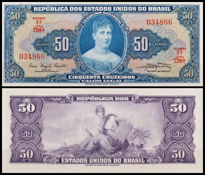 Бразилия 50 крузейро 1961 (UNC Pick 169) Подпись 9