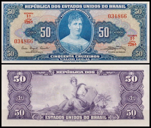 Бразилия 50 крузейро 1961 (UNC Pick 169) Подпись 9