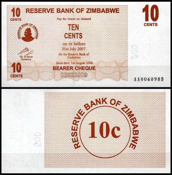 Зимбабве 10 центов 2006 (UNC Pick 35)