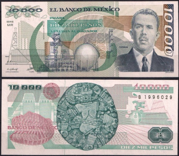 Мексика 10000 песо 1987 (UNC Pick 89c)