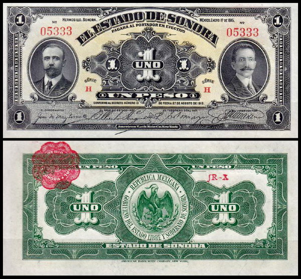 Мексика 1 песо 1915 (UNC Pick S1071)