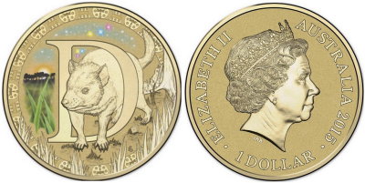 Австралия, 1 доллар 2015 год, Буква алфавита D