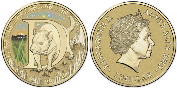 Австралия, 1 доллар 2015 год, Буква алфавита D