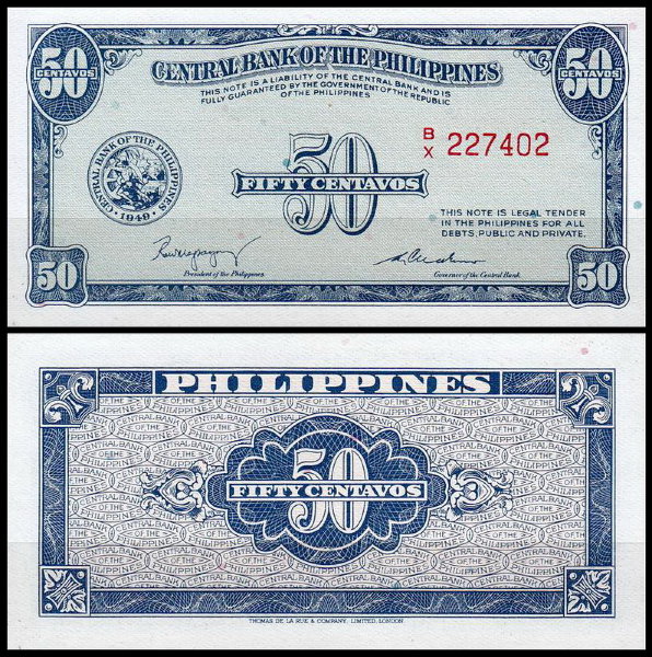 Филиппины 50 сентаво 1949 (UNC Pick 131)