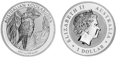 Австралия, 1 доллар 2014 (UNC, серебро) Кукабара