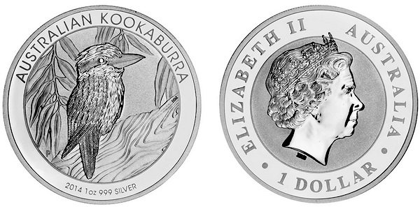 Австралия, 1 доллар 2014 (UNC, серебро) Кукабара
