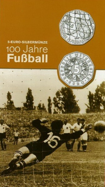 Австрия, 5 евро 2004 год, 100 лет европейскому футболу, Буклет