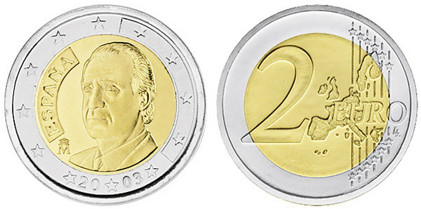 Испания, 2 евро 2003 (UNC, биметалл)