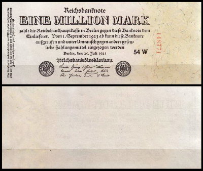 Германия 1.000.000 марок 1923 UNC P.94 Вариант 2
