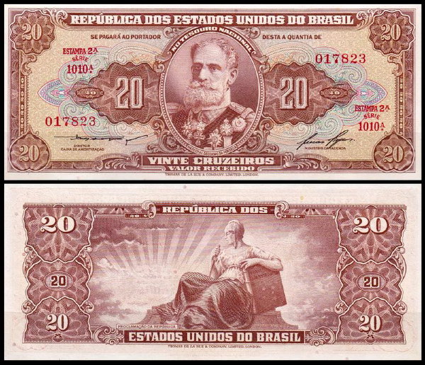 Бразилия 20 крузейро 1955-1961 (UNC Pick 160b) Подпись 6