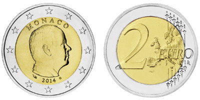 Монако, 2 евро 2014 (UNC, биметалл)