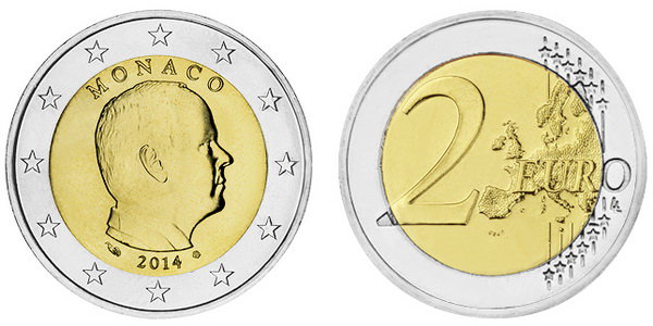 Монако, 2 евро 2014 (UNC, биметалл)