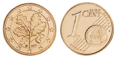 Германия, 1 цент 2011-G (UNC, медь)