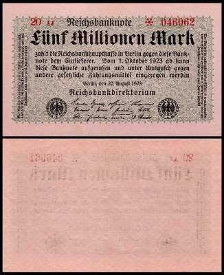 Германия 5.000.000 марок 1923 UNC P.105 Вариант 4