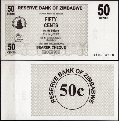 Зимбабве 50 центов 2006 (UNC Pick 36)