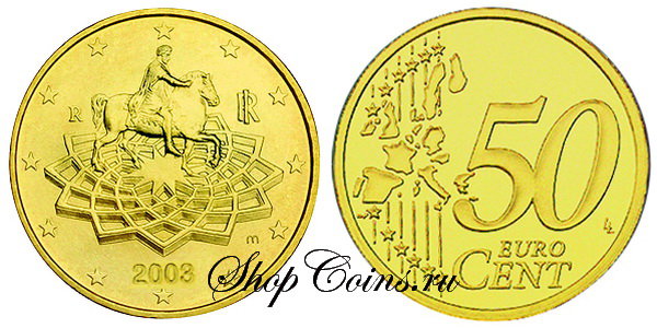 Италия, 50 центов 2003 (UNC, латунь)