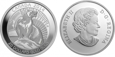 Канада, 20 долларов 2014 год, Росомаха, ПРУФ