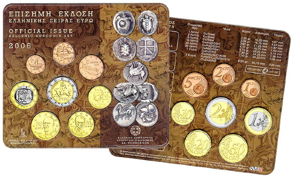 Греция, Набор монет 2006 года (блистер)