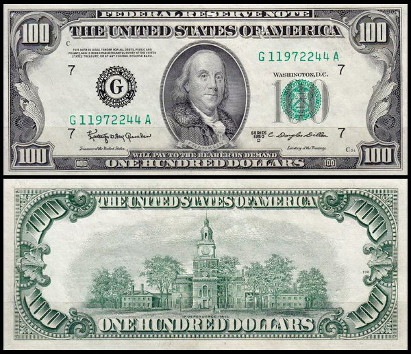 США 100 долларов 1950D (UNC Pick 442d) Federal Reserve Note