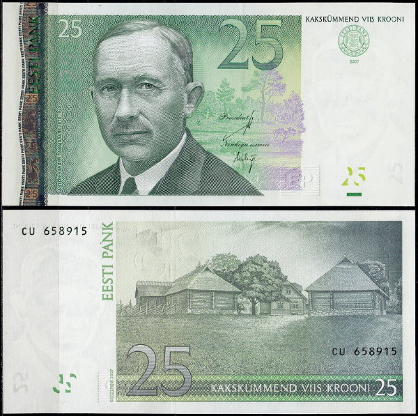 Эстония 25 крон 2007 (UNC Pick 87)
