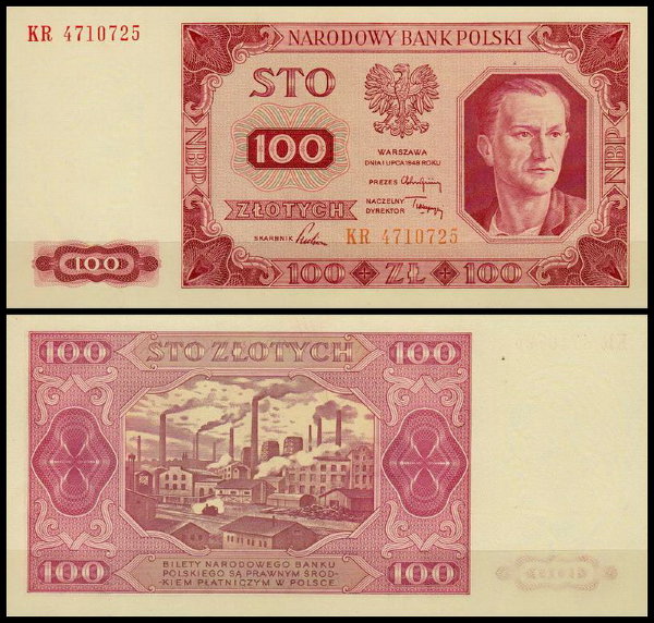 Польша 100 злотых 1948 (UNC Pick 139)
