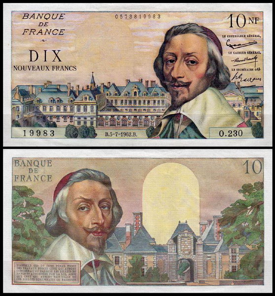 Франция 10 франков 1962 (UNC Pick 142)
