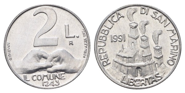 Сан Марино, 2 лиры 1991 год