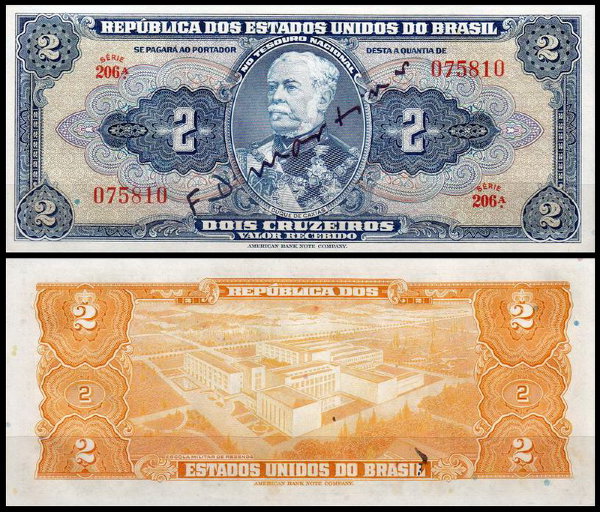 Бразилия 2 крузейро 1944 (UNC Pick 133) Printer: ABNC