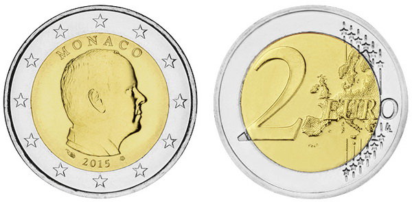 Монако, 2 евро 2015 (UNC, биметалл)