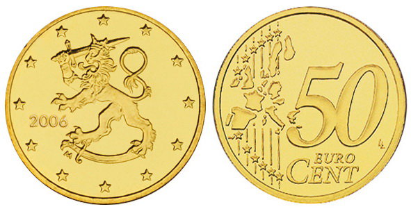 Финляндия, 50 центов 2006 (UNC, латунь)