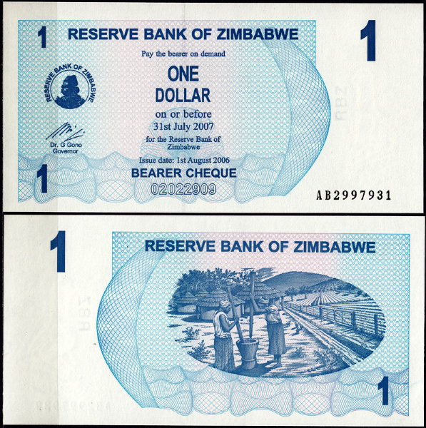 Зимбабве 1 доллар 2006 (UNC Pick 37)