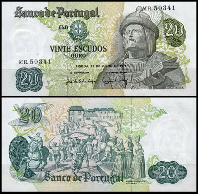 Португалия 20 эскудо 1971 (UNC Pick 173)