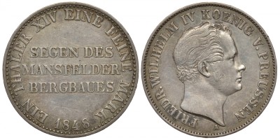 Пруссия 1 талер 1848 A, Фридрих Вильгельм IV 