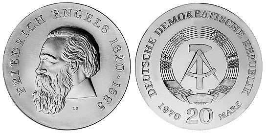 ГДР, 20 марок 1970 год, Фридрих Энгельс