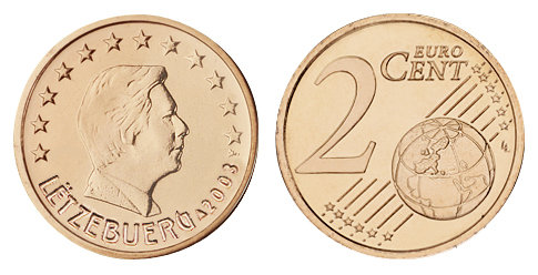Люксембург, 2 цента 2003 (UNC, медь)