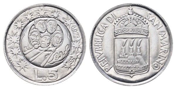 Сан Марино, 5 лир 1973 год