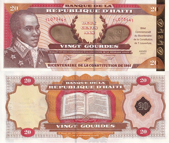 Гаити 20 гурд 2001 (UNC Pick 271) - 200 лет Конституции