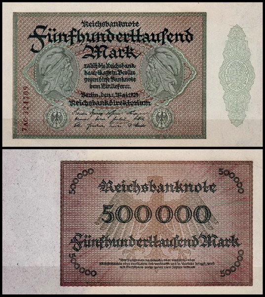 Германия 500.000 марок 1923 UNC P.88 Вариант 6