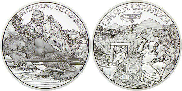 Австрия, 10 евро 2010 год, Спящий Водяной из Эрцберга