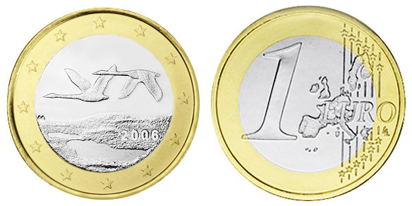 Финляндия, 1 евро 2006 (UNC, биметалл)