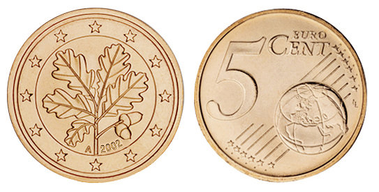 Германия, 5 центов 2002-A (UNC, медь)