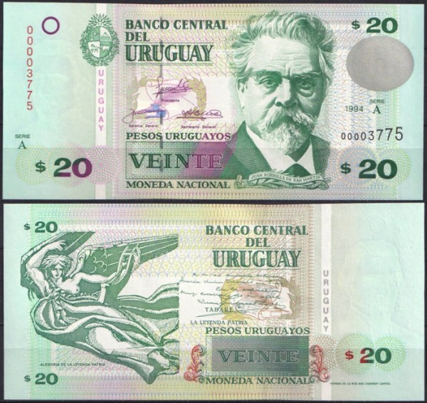Уругвай 20 песо 1994 (UNC Pick 74a)