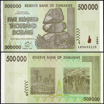 Зимбабве 500 000 долларов 2008 (UNC Pick 76)