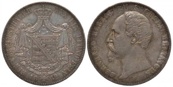 Саксен-Майнинген 1 талер 1862 Бернхард II (1821-1866)
