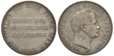 Пруссия 1 талер 1845 А, Фридрих Вильгельм IV