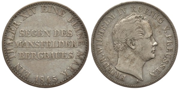 Пруссия 1 талер 1845 А, Фридрих Вильгельм IV