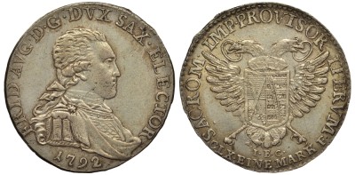 САКСОНИЯ 1/12 ТАЛЕРА (2 ГРОШЕНА) 1792 ФРИДРИХ АВГУСТ III