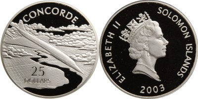 Соломоновы острова, 25 доллар 2003 год - Самолеты мира Concorde