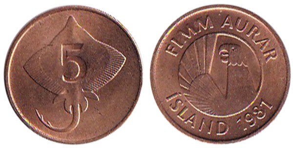 Исландия, 5 аурар 1981 год