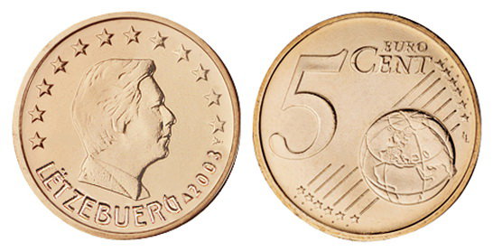 Люксембург, 5 центов 2003 (UNC, медь)
